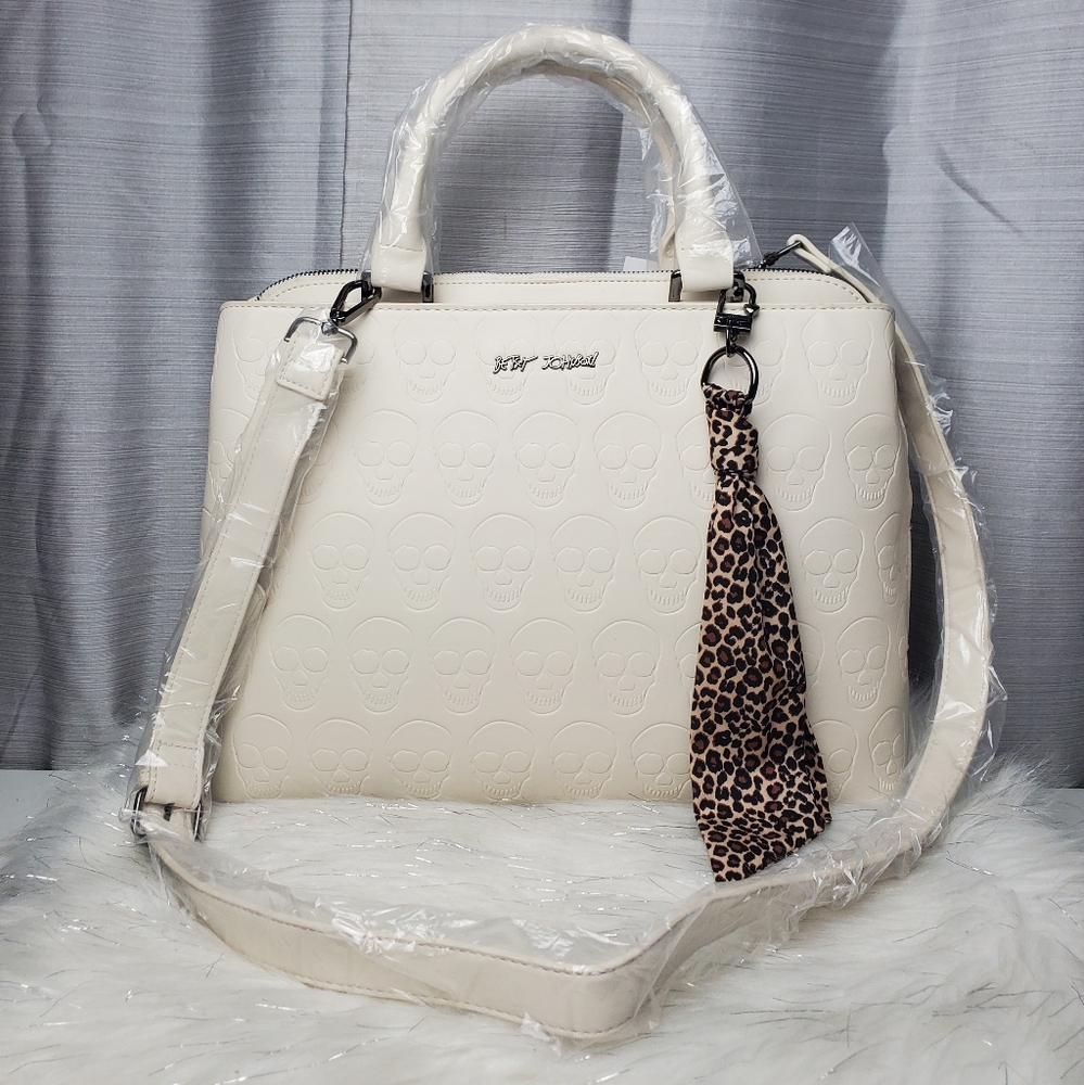 BETSEY JOHNSON Chalk Skull Tote Crossbody Bag